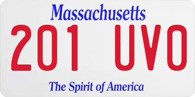 MA license plate 201UV0