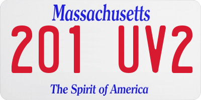 MA license plate 201UV2