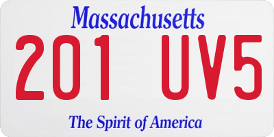 MA license plate 201UV5