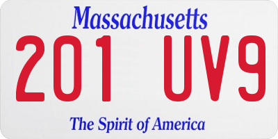 MA license plate 201UV9