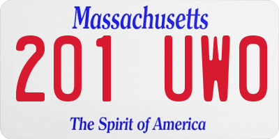 MA license plate 201UW0