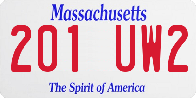 MA license plate 201UW2