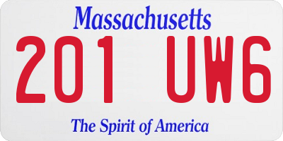 MA license plate 201UW6