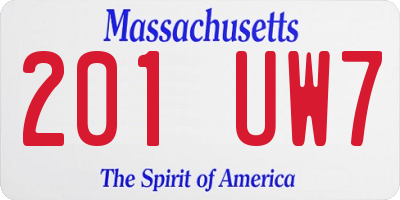 MA license plate 201UW7