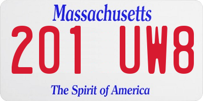 MA license plate 201UW8