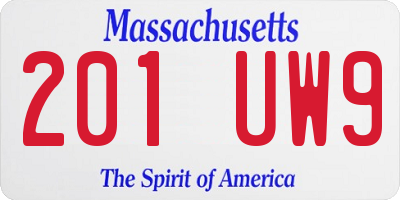 MA license plate 201UW9