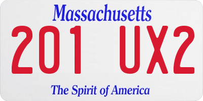 MA license plate 201UX2