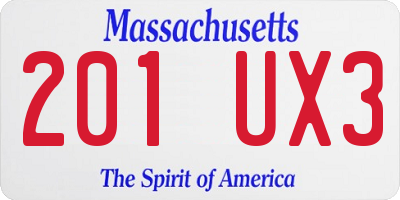 MA license plate 201UX3