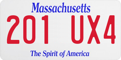 MA license plate 201UX4