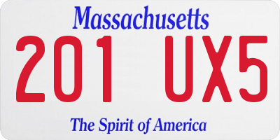 MA license plate 201UX5