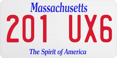 MA license plate 201UX6