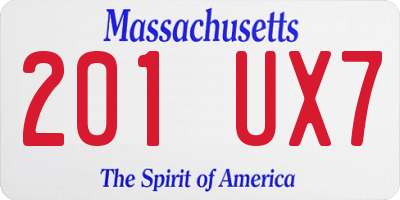 MA license plate 201UX7