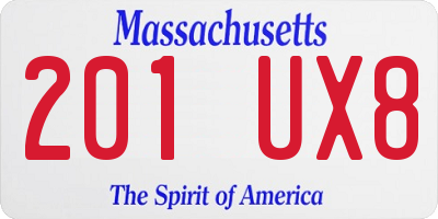MA license plate 201UX8