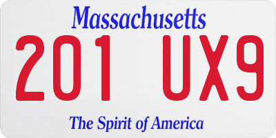 MA license plate 201UX9