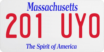 MA license plate 201UY0