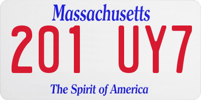 MA license plate 201UY7