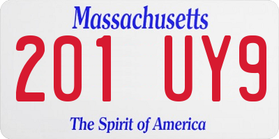 MA license plate 201UY9