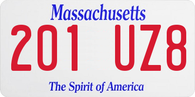 MA license plate 201UZ8