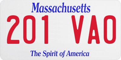 MA license plate 201VA0