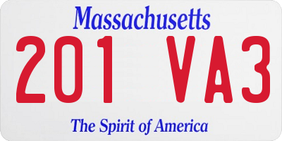 MA license plate 201VA3