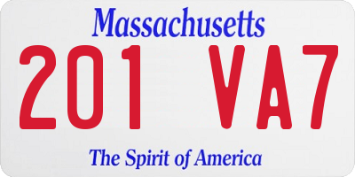 MA license plate 201VA7