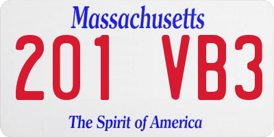 MA license plate 201VB3