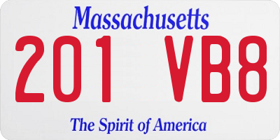 MA license plate 201VB8