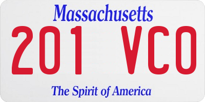 MA license plate 201VC0