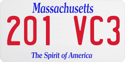 MA license plate 201VC3