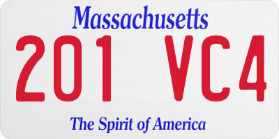 MA license plate 201VC4