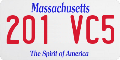MA license plate 201VC5