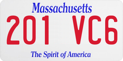 MA license plate 201VC6