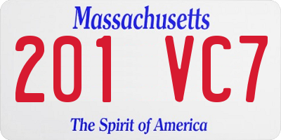 MA license plate 201VC7