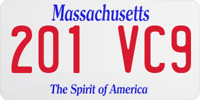 MA license plate 201VC9