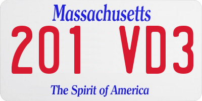 MA license plate 201VD3