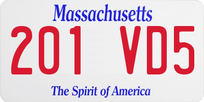 MA license plate 201VD5