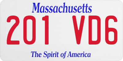 MA license plate 201VD6