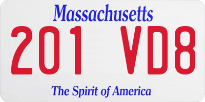 MA license plate 201VD8