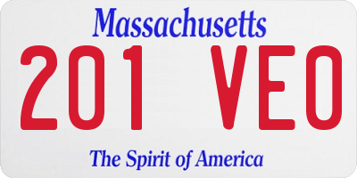 MA license plate 201VE0