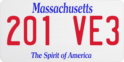 MA license plate 201VE3