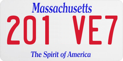 MA license plate 201VE7