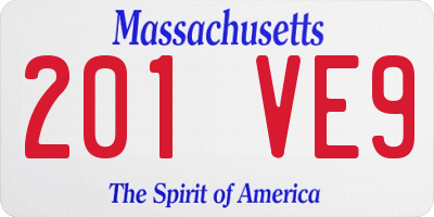 MA license plate 201VE9