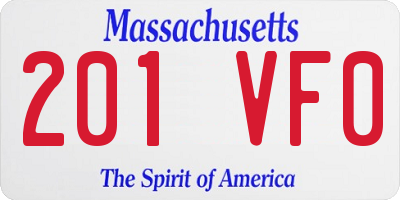 MA license plate 201VF0