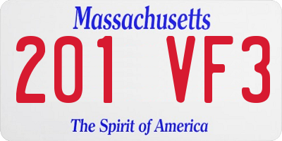 MA license plate 201VF3