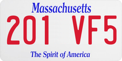 MA license plate 201VF5