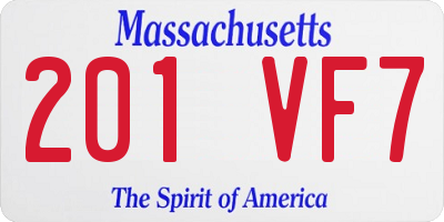 MA license plate 201VF7