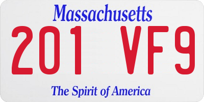MA license plate 201VF9