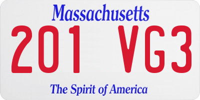 MA license plate 201VG3