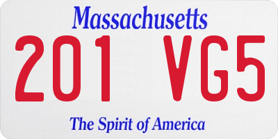 MA license plate 201VG5