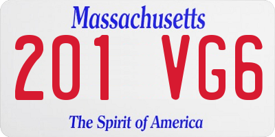 MA license plate 201VG6